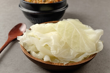 Soft and light cabbage boiled in water