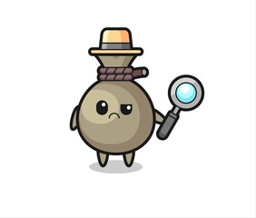 Fototapeta premium the mascot of cute money sack as a detective
