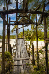 Wooden bridge at Bang Bao beach in Koh Kood island, Trat, Thailand