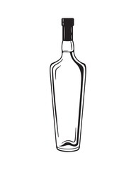 alcohol drinks bottles engraving vector set. Vodka, whiskey and cognac. Isolated black and white vintage style .