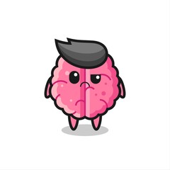 the mascot of the brain with sceptical face
