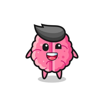 illustration of an brain character with awkward poses