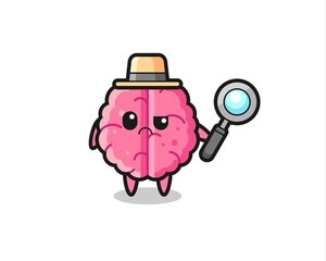 the mascot of cute brain as a detective