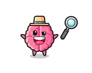 illustration of the brain mascot as a detective who manages to solve a case