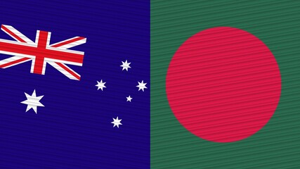 Bangladesh and Australia Two Half Flags Together Fabric Texture Illustration