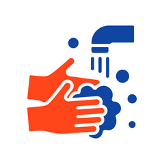 Washing hands with soap prevent virus glyph icon