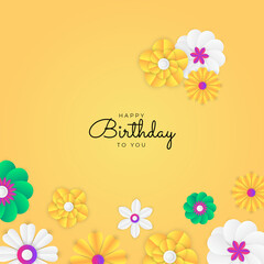 Happy birthday card background with colorful flowers