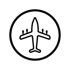 Airplane icon, passenger plane, plane thin line design. Lines with editable strokes.