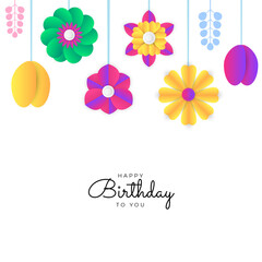 Happy birthday card background with colorful flowers
