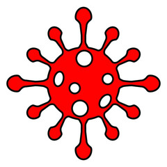 Red color Coronavirus Bacteria Cell Icon, 2019-nCoV, Covid-2019, Covid-19 Novel Coronavirus Bacteria. No Infection and Stop Coronavirus Concepts. Dangerous Coronavirus Cell in China, Wuhan. Isolated.