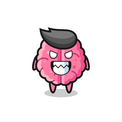 evil expression of the brain cute mascot character