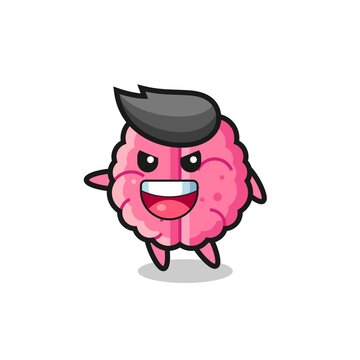 brain cartoon with very excited pose