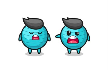 illustration of the argue between two cute exercise ball characters