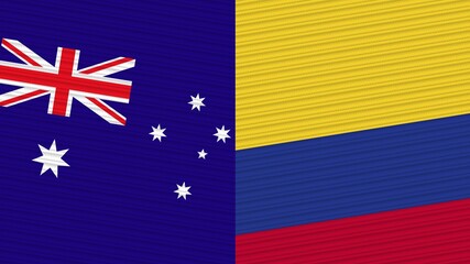 Colombia and Australia Two Half Flags Together Fabric Texture Illustration