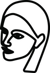 Abstract Woman face one line drawing. Portret minimalistic style. Continuous line.
