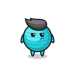 cute exercise ball character with suspicious expression