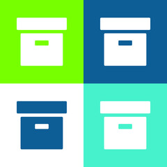 Archive Filled Box Flat four color minimal icon set