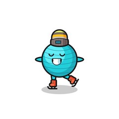 exercise ball cartoon as an ice skating player doing perform