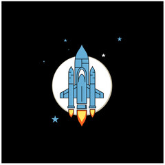 illustration vector graphic of rocket slid to the moon, perfect for clothing logos and children's education