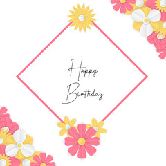 Paper flower. White yellow blue roses cut from paper. Wedding decorations. Decorative bridal bouquet, isolated floral design elements. Greeting card template, blank floral wall decor. Art Background.