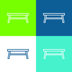 Bench Flat four color minimal icon set