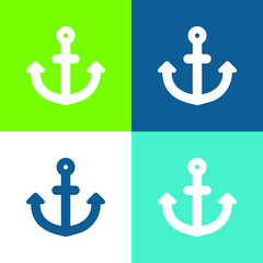 Anchor Flat four color minimal icon set