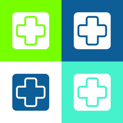 Obraz premium Add Button Flat four color minimal icon set