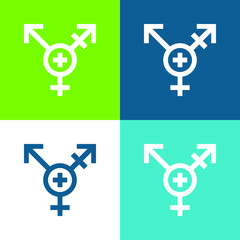 Androgynous Flat four color minimal icon set