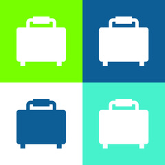 Baggage Silhouette Flat four color minimal icon set