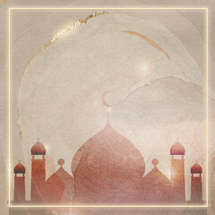 Golden square Eid Mubarak frame - obrazy, fototapety, plakaty