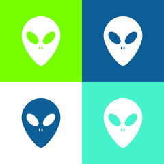 Alien Face Flat four color minimal icon set