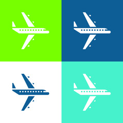 Airplane Flat four color minimal icon set