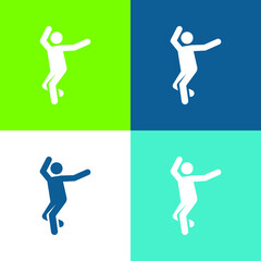 Fototapeta na wymiar Breakdance Flat four color minimal icon set