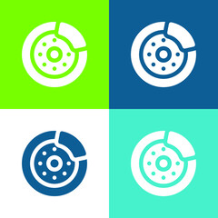 Brake Disc Flat four color minimal icon set