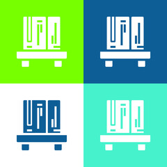 Bookshelf Flat four color minimal icon set