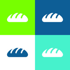 Bread Flat four color minimal icon set
