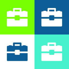 Briefcase Flat four color minimal icon set