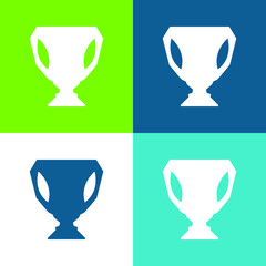 Big Cup Trophy Shape Flat four color minimal icon set