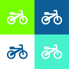 Bicycle Flat four color minimal icon set