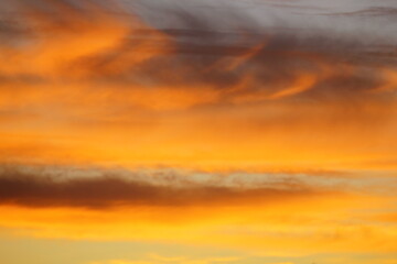 Beautiful sunset with orange clouds