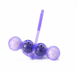 blue refreshing antibacterial balls in plastic packaging for the toilet