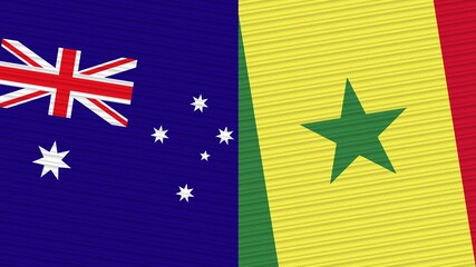 Senegal and Australia Two Half Flags Together Fabric Texture Illustration