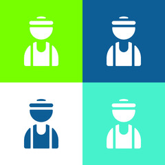 Athlete Flat four color minimal icon set