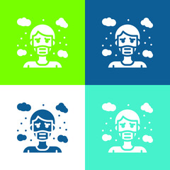 Air Pollution Flat four color minimal icon set