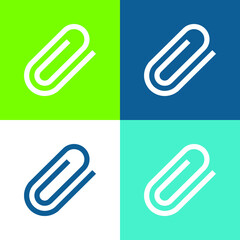 Attach Paperclip Symbol Flat four color minimal icon set