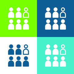 Audience Flat four color minimal icon set