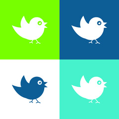 Bird Of Black Feathers Flat four color minimal icon set
