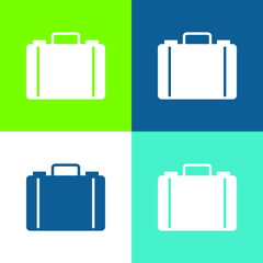 Briefcase Flat four color minimal icon set