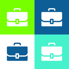 Briefcase Flat four color minimal icon set