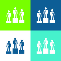 Best Businessman Team Of Three Flat four color minimal icon set